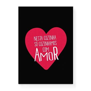 Imagem de Arte Maníacos Quadro Decorativo em Tela Canvas Cozinhar com Amor - 23x16,25cm