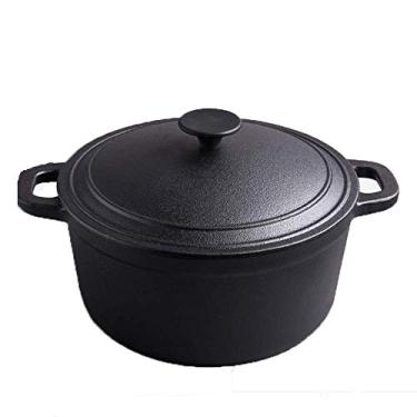 Imagem de Kimmyer forno holandês de ferro fundido, panela de 3,5 litros, sem revestimento com tampa justa e alça fácil de segurar, para fritar, assar assar, grelhar