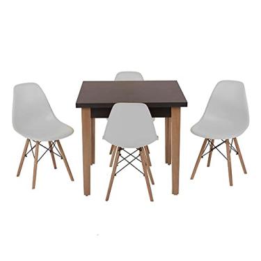Imagem de Conjunto Mesa de Jantar Luiza 80cm Preta com 4 Cadeiras Eames Eiffel - Cinza
