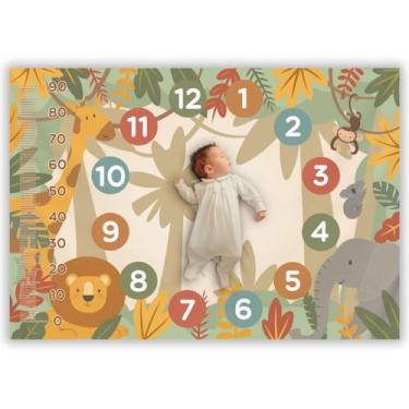 Imagem de Cenario Mesversario Painel de Fotos Crescimento Bebe Memorias Maternidade 12 Meses Lençol com Modura