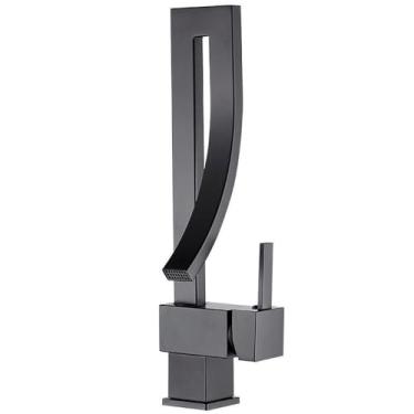 Imagem de Torneira para Lavabo Banheiro Curve Monocomando Luxo Aço Inox 304 Preta Brinovar