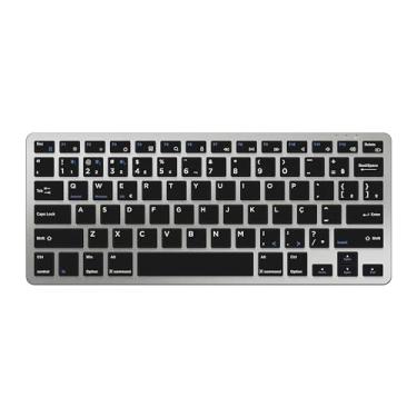 Imagem de Geonav Teclado Multidispositivos Bluetooth, sem fio, Padrão ABNT2, Multissistemas, Teclas macias, Compacto, Autonomia de bateria, LED Indicador de bateria, OFTCW02SG, Cinza espacial/Preto