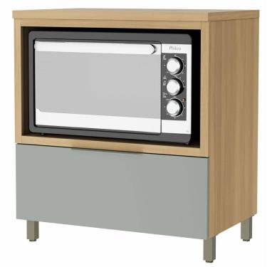 Imagem de Balcão Nesher Marquesa em MDF 15mm com Nicho para Micro-ondas, 1 Gaveta e 1 Prateleira - 80cm de largura