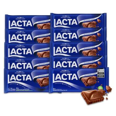 Imagem de Chocolate ao Leite Lacta Kit 10 barras de 80g
