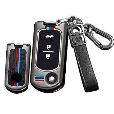 Imagem de HIBEYO Capa dobrável de liga de 3 botões para Mazda 2 3 5 6 8 Atenza CX5 CX-7 CX-9 MX-5 RX GH Demio Key Cover Acessórios para Mazda CX-5 Key Case Holder-3 botões preto