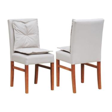 Imagem de Kit 2 Cadeiras Estofadas Com Almofada Paris - Amêndoa Linho Bege
