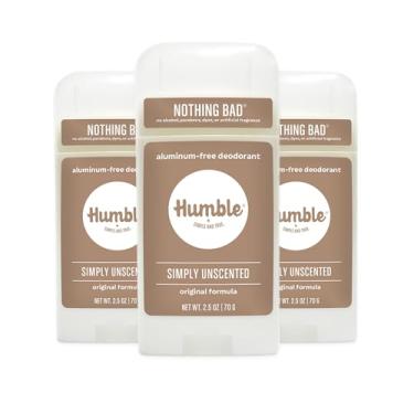Imagem de Desodorante Humble All Natural, livre de alumínio e parabenos, desodorante masculino e feminino sem crueldade, simplesmente sem perfume, pacote com 3