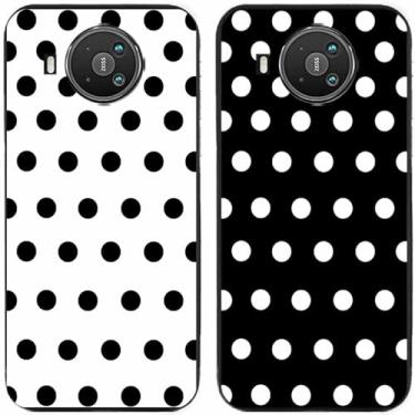 Imagem de 2 peças preto branco bolinhas impressas TPU gel silicone capa de telefone traseira para Nokia todas as séries (Nokia 8.3)