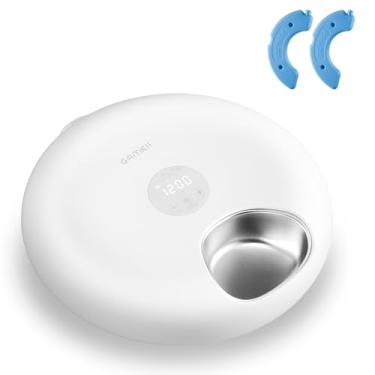 Imagem de GAMKII Alimentador automático para gatos para alimentos úmidos, dispensador de comida de gato para 6 refeições com 2 pacotes de gelo, temporizador programável, alimentador automático recarregável sem