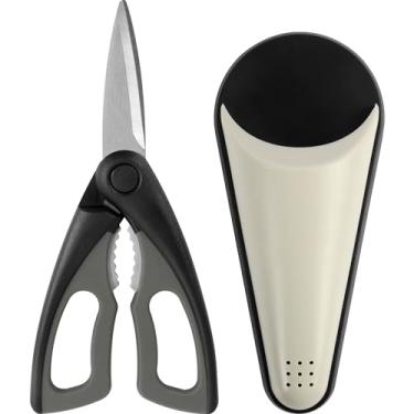 Imagem de XYJ Tesouras de chef de cozinha com suporte magnético, tesouras de cozinha resistentes para ossos carne, legumes, churrasco e ervas