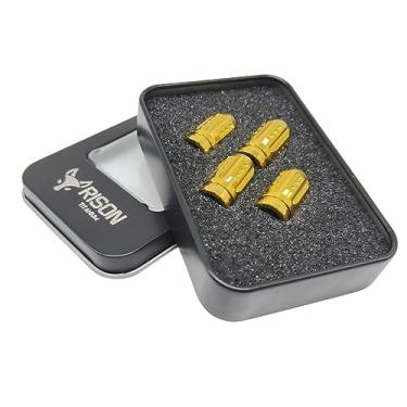 Imagem de RISON-Titanium Tampas de válvula de pneu de carro, 4 peças, tampa de haste de válvula de pneu à prova de poeira, tampa de aro de roda antiferrugem design redondo rosqueado tampas de válvula de haste