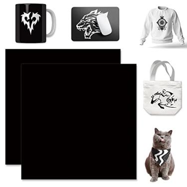 Imagem de WOWOCUT Folhas de tinta de transferência, pacote com 2 pacotes de papel de transferência de calor, cor sólida preta, folha de sublimação de 30,5 x 30,5 cm para camiseta DIY, canecas, copos, bolsa de