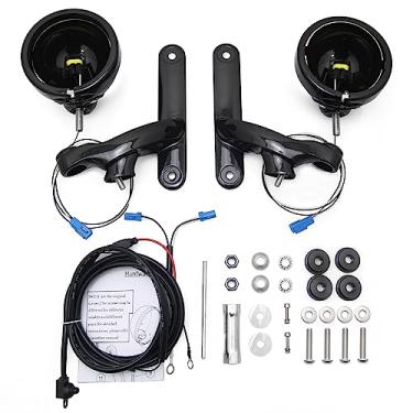 Imagem de Suporte de carcaça de lâmpada de neblina preta brilhante para rua Harley electra glide road king LED 4,5" luz de neblina externa