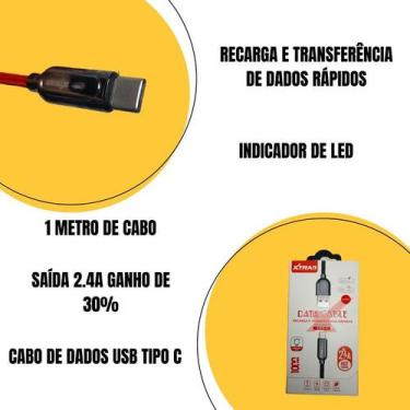 Imagem de Cabo Carregador USB Para Celular Tipo-C Carga Rápida 2.4A A1072 - XTRA