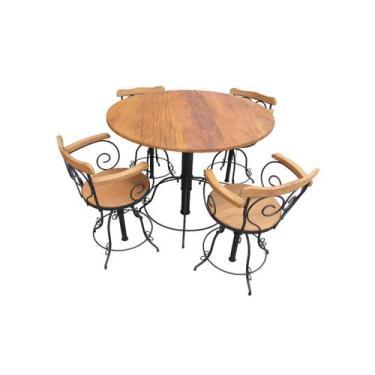 Imagem de Jogo de Mesa Cassis Com 04 Banquetas Giratórias e Reguláveis em Madeir