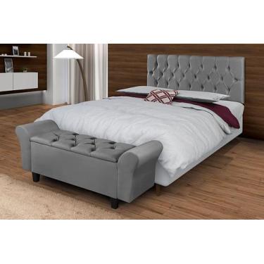 Imagem de Conjunto Recamier Baú Cabeceira Cama Lara 160 cm Sapateira Puff Closet