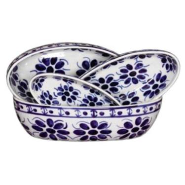 Imagem de Jogo de travessas com 4 peças, feito e pintado a mão - Porcelana monte