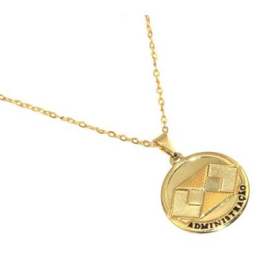 Imagem de Colar Cordão Medalha Administração Folheado Ouro 18k - Milena Folheado