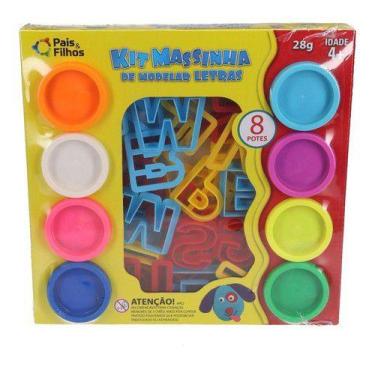 Imagem de Kit Massinha Modelar Letras Brinquedo Alfabetização Crianças - anjo da