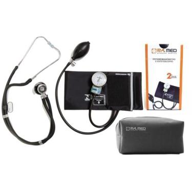 Imagem de Estetoscópio rappaport e esfigmomanômetro aneroide preto p.a med