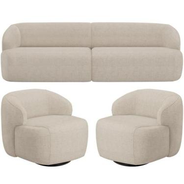 Imagem de Sofá 4 Lugares Curvo Orgânico com 02 Poltronas Para Sala Living 280cm 