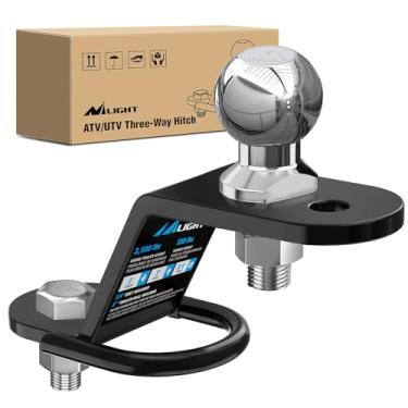 Imagem de Nilight Engate de três vias ATV/UTV com esfera de 5 cm de 1,587 kg 3 engate de reboque com suporte de bola de reboque ATV UTV Adaptador de engate de reboque, 7,6 cm de queda/elevação, 3 opções de