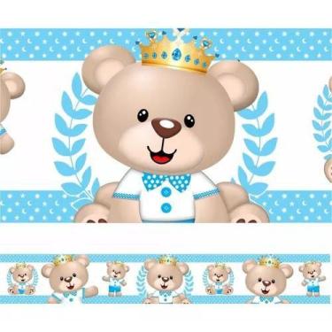 Imagem de Papel De Parede Infantil Faixa Quarto Ursinho Azul Bebe - Resitank