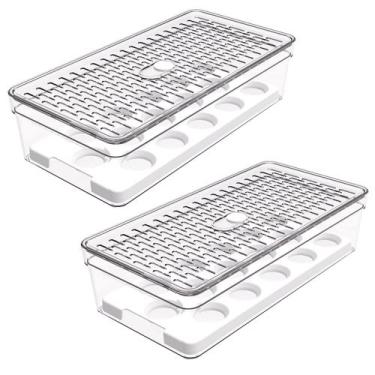 Imagem de Kit 2 Porta Ovos Para Geladeira 15 Ovos Com Tampa Empilhavel - Crippa