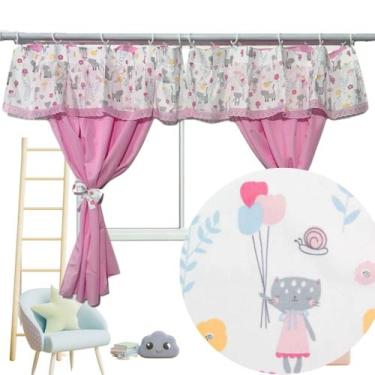 Imagem de Cortina c/ bandô Infantil bebê delicada gato 2.00 x 1.45m - Stiltex-De