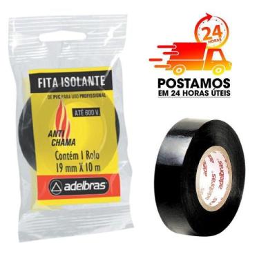 Imagem de Fita Isolante Antichama Preta Adelbras Uso Profissional 5mts 10 mts ou