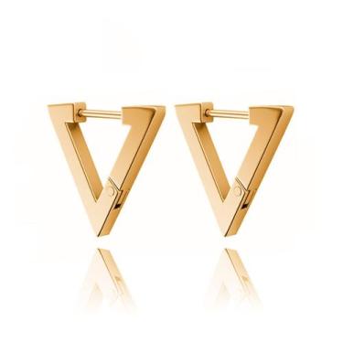 Imagem de brinco Triangular triângulo em aço inox argola estilo click masculino 