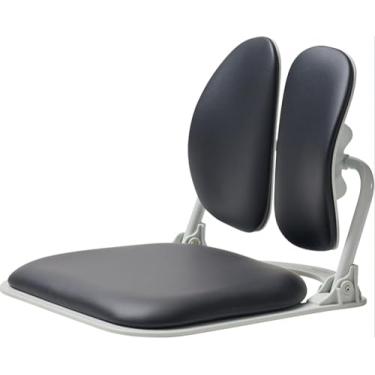 Imagem de Cadeira ergonômica de piso com encosto duplo Made in Korea - meditação, jogos, cadeira de leitura para adultos, dobrável (couro preto)