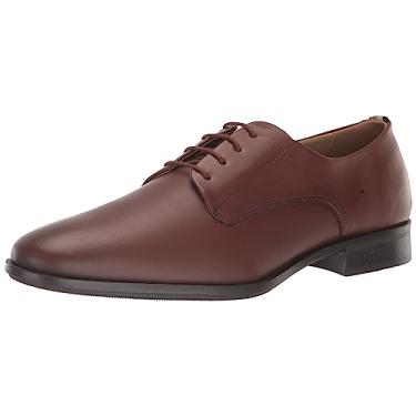 Imagem de BOSS Sapato social masculino Oxford Derby de couro macio, Marrom Chesnut brilhante, 44