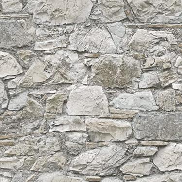 Imagem de Surface Style - Papel de parede de descascar e colar, papel de parede industrial para quarto, lavabo, cozinha, vinil, cobertura de 30,75 metros quadrados (coleção de pedra, linho)