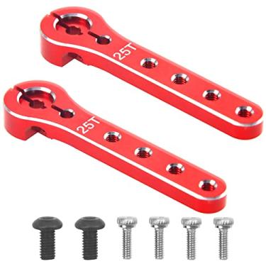 Imagem de 2Pcs ShareGoo 25T Servo Horn 56mm Metal 25 Teeth Extension Steering Servo Arm Compatible with 30-100CC Balsa Airplanes RC Plane Helicopter Car (Red)