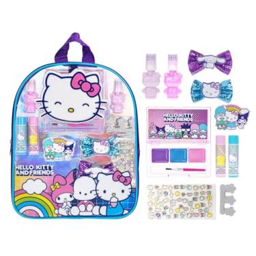 Imagem de Hello Kitty and Friends- Townley Girl Makeup Filled Backpack Set with 12 Pieces, Including Lip Gloss, Nail Polish, Nail Stones and Other Accessories, Ages 3+ for Parties, Sleepovers and Makeovers