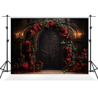 Imagem de Kate 10 × 6,15 m Vintage Castle Gate Rose Vine Backdrop Fotografia Interior Retrato Dia dos Namorados Mulheres Grávidas Fundo Fotografia Studio Adereços Foto Vídeo