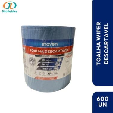 Imagem de TOALHA WIPER DESCARTAVEL INOVEN AZUL  ROLO  600 PANOS  25 x 40 CM