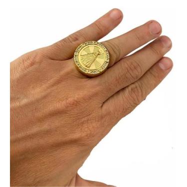 Imagem de Anel Nossa Senhora Com Pedras Cravejadas Banhado A Ouro 18k - ToJoia18
