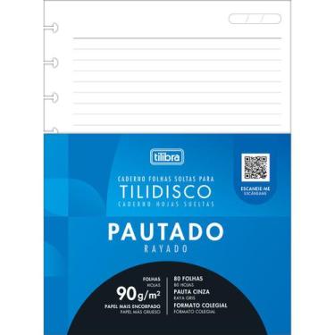 Imagem de Refil Colegial Médio Tilidisco Branco Pautado 80 Folhas 90g/m² Tilibra