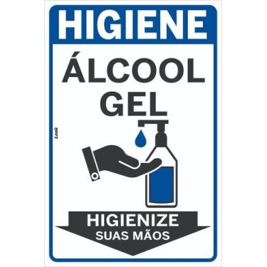 Imagem de Placa de Sinalização Aviso Higiene Use Alcool em Gel Vertical - Look P