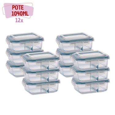 Imagem de Pote de vidro Hermético 1040ml Divisoria Alimentos 12 unidades - QUALI