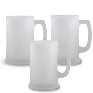 Imagem de Kit Com 3 Canecas Para Chopp Cerveja Com Textura Jateada Fosca 300ML P