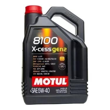 Imagem de Óleo motor Motul 8100 sintético 5W-40 SINTÉTICO X-CESS GEN2 para carros picapes e suvs (4L)