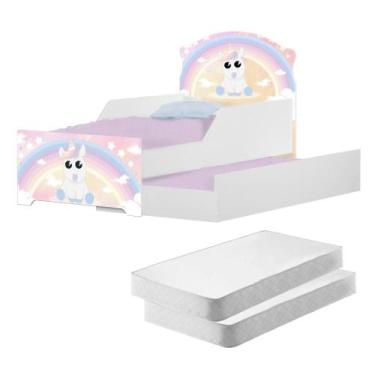 Imagem de Mini Cama Infantil com Auxiliar Pop Unicórnio Criança com Colchões - C