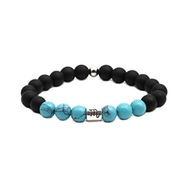 Imagem de MiniJewelry Pulseira masculina feminina 12 signos de aniversário do zodíaco turquesa elástica com contas Bênção Pulseira Constelações