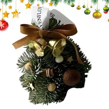 Imagem de Árvore de Natal de mesa,Árvore de Natal de mesa artificial,Enfeites de centro de mesa em miniatura para árvore de Natal | Árvore de Natal pequena artificial, árvore de Natal em miniatura com sino para