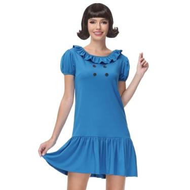 Imagem de Maisolly Halloween Feminino Luchy Cvan Pealt Adorável Manga Curta Ruffle Collar Traje Adulto Cosplay Vestido De Festa Xl