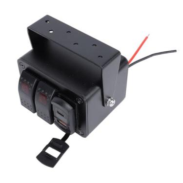 Imagem de Caixa de Comutação de 2 Gangues Com Carregador USB PD Tipo C e QC3.0, Medidor de Tensão à Prova d'água para Veículos 12V-24V DC - Ideal para Carros, Caminhões, Trailers, Barcos
