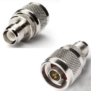Imagem de 2 peças adaptador coaxial RF RP-TNC fêmea para conector N macho